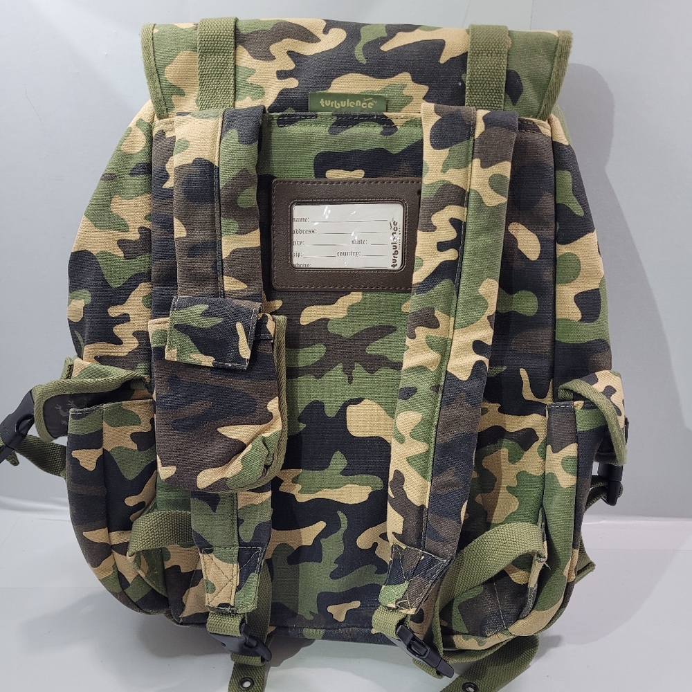 TURBULANCE CAMO MILITARY STYLE TRAVEL HEAVY DUTY CANVAS BACKPACK 18.5" GREEN - Picture 2 of 11